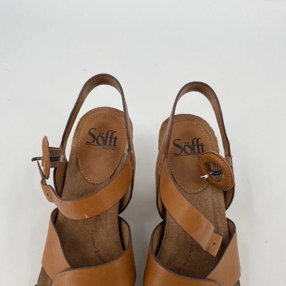Sofft Brown Leather Platform Wedges | High Heels, Size 7.5 - Picture 3 of 7